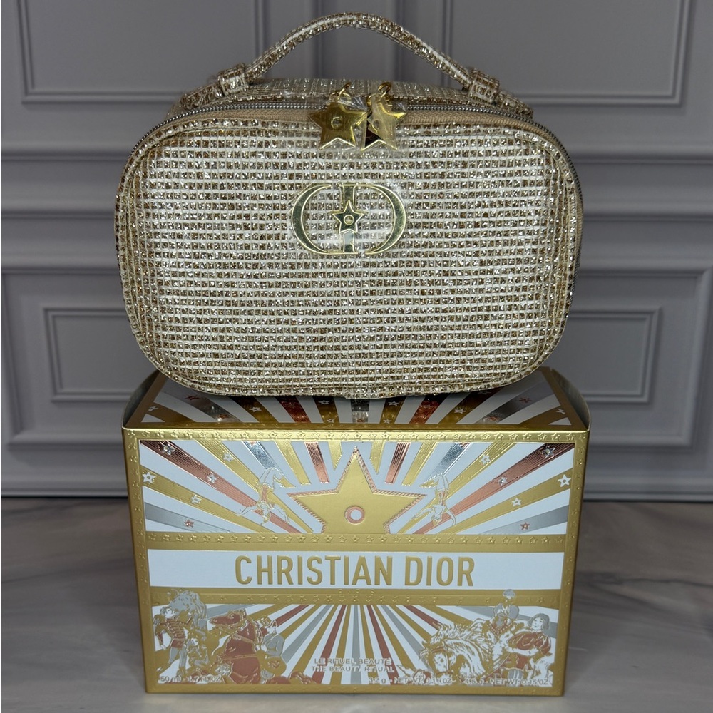 Dior Gold Woven Cosmetic Travel Bag with Star Detailing | Brand New in Box - Picture 3 of 8